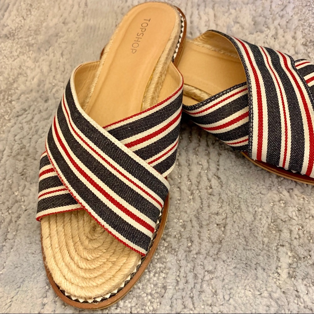 Topshop Red Blue Cross Espadrille Beachy Sandal 8 - Picture 4 of 8